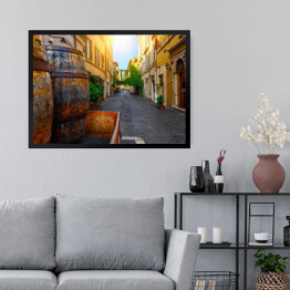 Obraz w ramie Włoska uliczka w Trastevere w Rzymie