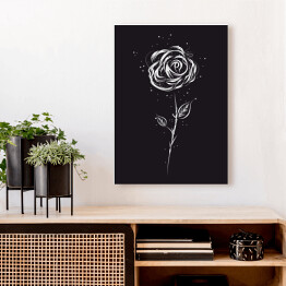 Obraz na płótnie Biała róża na czarnym tle