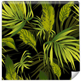 Tapeta samoprzylepna w rolce Egzotyczne liście na czarnym tle