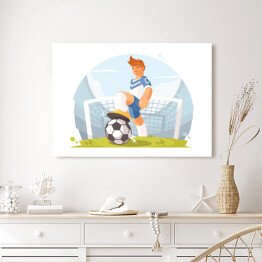 Obraz na płótnie Chłopak grający w piłkę nożną - ilustracja
