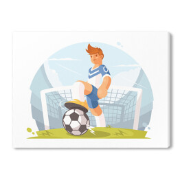 Obraz na płótnie Chłopak grający w piłkę nożną - ilustracja