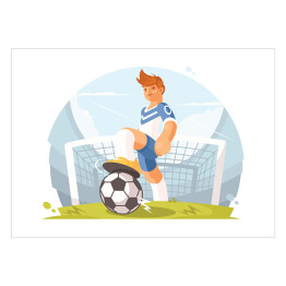 Plakat Chłopak grający w piłkę nożną - ilustracja