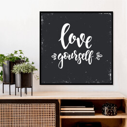Plakat w ramie "Kochaj siebie" - ilustracja z motywacyjnym cytatem