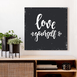 Obraz na płótnie "Kochaj siebie" - ilustracja z motywacyjnym cytatem