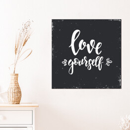 Plakat samoprzylepny "Kochaj siebie" - ilustracja z motywacyjnym cytatem