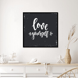 Plakat w ramie "Kochaj siebie" - ilustracja z motywacyjnym cytatem