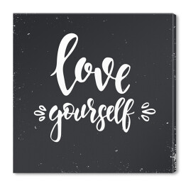Obraz na płótnie "Kochaj siebie" - ilustracja z motywacyjnym cytatem
