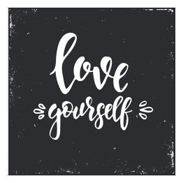 Plakat samoprzylepny "Kochaj siebie" - ilustracja z motywacyjnym cytatem