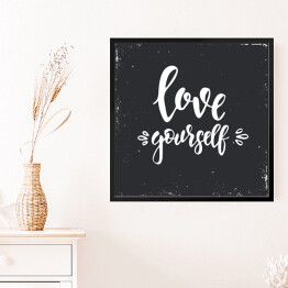 Obraz w ramie "Kochaj siebie" - ilustracja z motywacyjnym cytatem