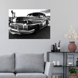 Plakat Rustykalny samochód, Kalifornia - czarno białe zdjęcie