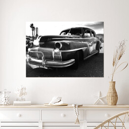 Plakat samoprzylepny Rustykalny samochód, Kalifornia - czarno białe zdjęcie