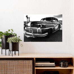 Plakat samoprzylepny Rustykalny samochód, Kalifornia - czarno białe zdjęcie