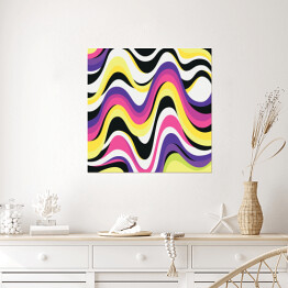 Plakat samoprzylepny Falujące abstrakcyjne linie w żywych kolorach