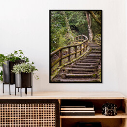 Plakat w ramie Park Japoński - szlak i drewniane schody
