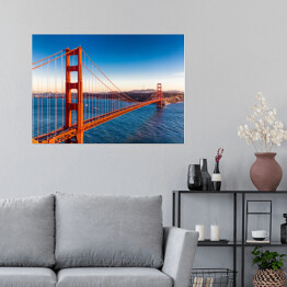 Plakat Most Golden Gate na tle błękitu wody i nieba