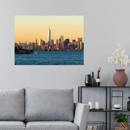Plakat samoprzylepny Panoramiczny zmierzch nad Manhattanem (Nowy Jork)