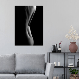Plakat Artystyczne czarno-białe zdjecie nagiej kobiety - plecy