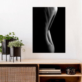 Plakat samoprzylepny Artystyczne czarno-białe zdjecie nagiej kobiety - plecy