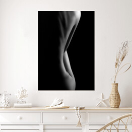 Plakat Artystyczne czarno-białe zdjecie nagiej kobiety - plecy