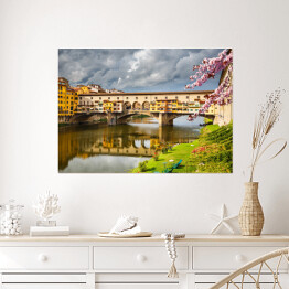 Plakat samoprzylepny Ponte Vecchio we Włoszech wiosną