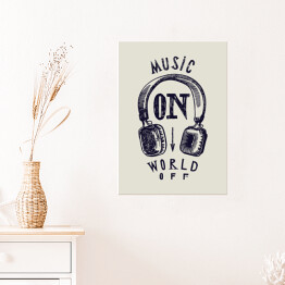 Plakat Słuchawki z muzycznym przesłaniem - ilustracja w stylu vintage