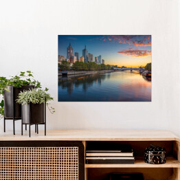 Plakat Pejzaż miejski Melbourne podczas wschodu słońca latem, Australia 