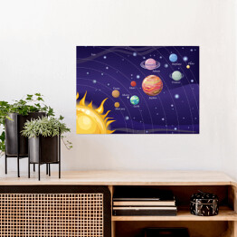 Plakat Układ Słoneczny ze Słońcem i planetami - ilustracja