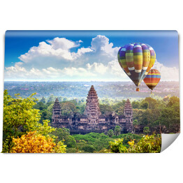 Fototapeta winylowa zmywalna Lot balonem nad świątynią Angkor Wat, Krong Siem Reap w Kambodży