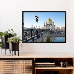 Obraz w ramie Widok na katedrę w Moskwie od strony mostu