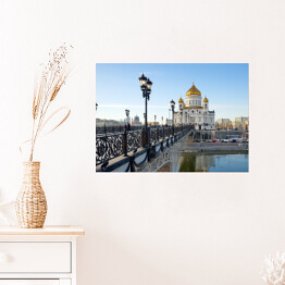 Plakat samoprzylepny Widok na katedrę w Moskwie od strony mostu