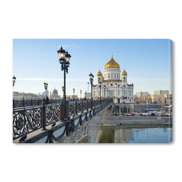 Obraz na płótnie Widok na katedrę w Moskwie od strony mostu