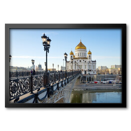 Obraz w ramie Widok na katedrę w Moskwie od strony mostu