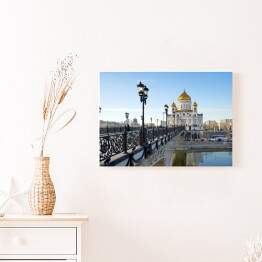 Obraz na płótnie Widok na katedrę w Moskwie od strony mostu