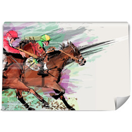 Fototapeta Wyścigi konne w stylu grunge - kolorowa ilustracja