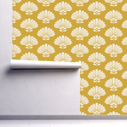 Tapeta samoprzylepna w rolce Jasne rozłożyste kwiaty na żółtym tle - wzór retro