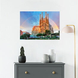 Plakat samoprzylepny Kościół Sagrada Familia w Barcelonie, Hiszpania