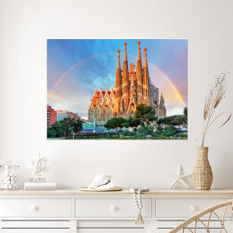 Plakat samoprzylepny Kościół Sagrada Familia w Barcelonie, Hiszpania