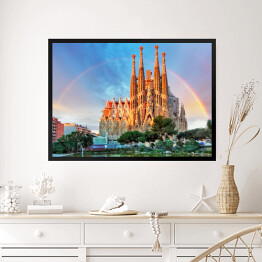 Obraz w ramie Kościół Sagrada Familia w Barcelonie, Hiszpania