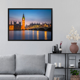 Obraz w ramie Big Ben i Most Westminster w półmroku w Londynie