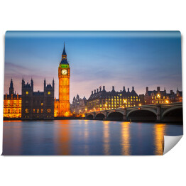 Fototapeta samoprzylepna Big Ben i Most Westminster w półmroku w Londynie