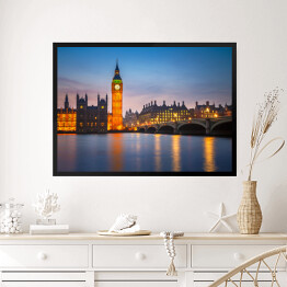 Obraz w ramie Big Ben i Most Westminster w półmroku w Londynie