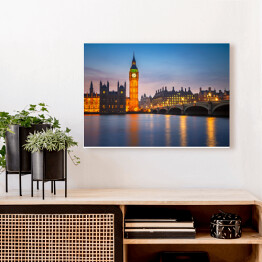 Obraz na płótnie Big Ben i Most Westminster w półmroku w Londynie