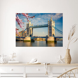 Plakat samoprzylepny Basztowy Most w Londynie wiosną 