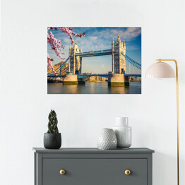 Plakat samoprzylepny Basztowy Most w Londynie wiosną 