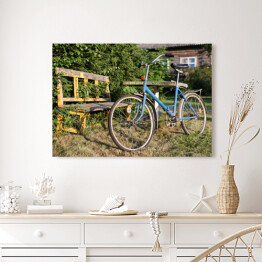 Obraz na płótnie Niebieski rower na wsi