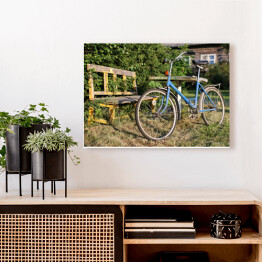 Obraz na płótnie Niebieski rower na wsi