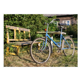 Plakat Niebieski rower na wsi