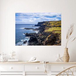Plakat samoprzylepny Krajobraz Wielkanocnych Wysp i oceanu