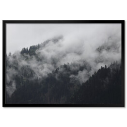 Plakat w ramie Gęsta mgła nad lasem w górach