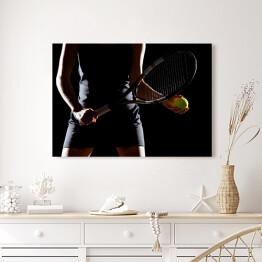 Obraz na płótnie Kobieta z rakietą tenisową i piłką